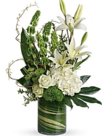Contemporary White and Green Flowers Vase