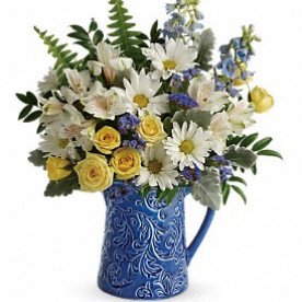 COOL BLUE BLOOMS PITCHER JULY WEB SUPER SPECIAL
