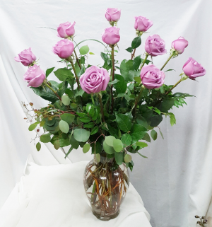 "Cool Water" Lavender Dozen Roses Fresh Floral Design