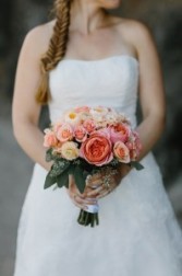 Coral and Peach Bridal Bouquet Hand-Tied Bridal Bouquet