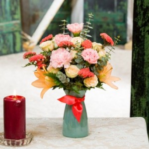 Coral Carribean Vase arrangement in Hutchinson, MN | CROW RIVER FLORAL & GIFTS Coral Carribean Vase arrangement in Hutchinson, MN | CROW RIVER FLORAL & GIFTS