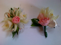 Coral Cool Corsage and Boutonniere Prom