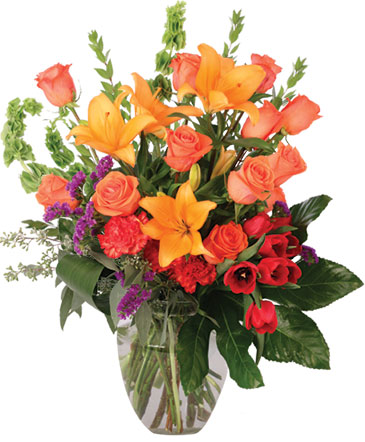 Coral Extravagance Flower Arrangement in Ozone Park, NY | Heavenly Florist