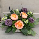 Coral Garden Roses and Agapanthus  