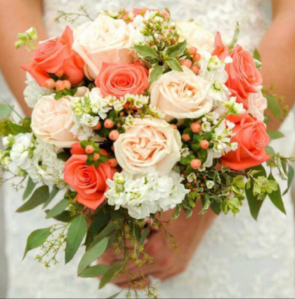 Coral Plush Garden Bridal Bouquet
