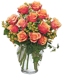 Coral Sunset Bouquet of Roses