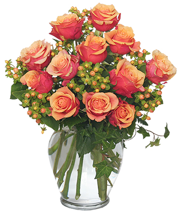 Coral Sunset Bouquet of Roses in Santa Clarita, CA | Rainbow Garden And Gifts