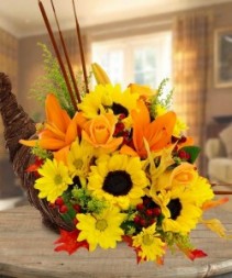  Cornucopia Sunflowers, lilys and more... ACF Thanksgiving