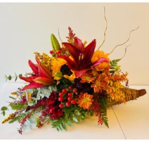 CORNUCOPIA CENTERPIECE FLORAL ARRANGEMENT CENTERPIECE