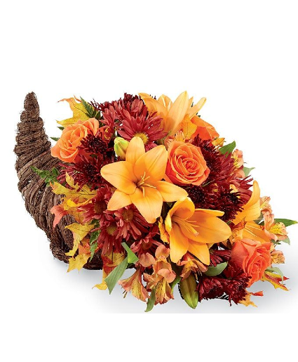 Cornucopia of fall flowers  fresh floral