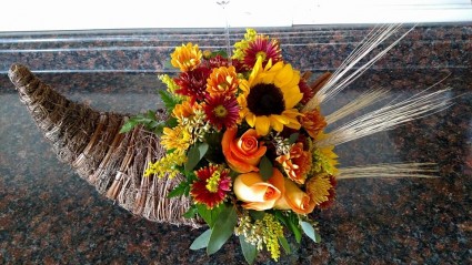 Cornucopia shine Thanksgiving Arrangement 