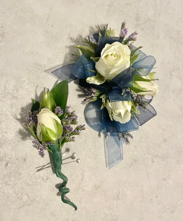 Corsage and Boutonniere Set Basic Corsage and Bout in Castle Pines, CO | THE FLOWER SHOP CASTLE PINES