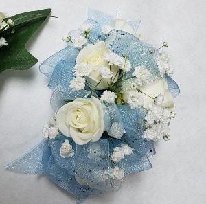 Corsage White and Lite Blue
