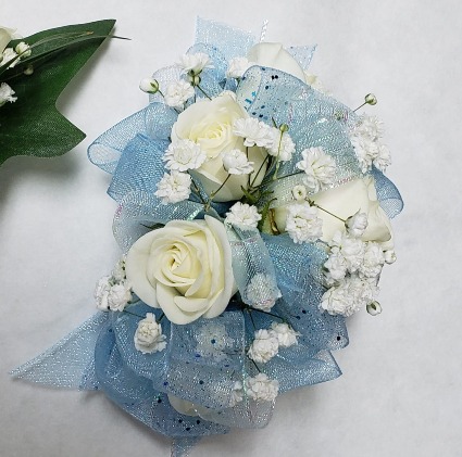 Corsage White and Lite Blue