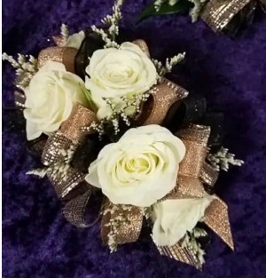 Corsage White, Black & Rose Gold