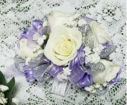 Corsage White, Lavender, & Silver