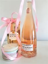 ROSÈ WINE, SCENTED CANDLE  AND CHOCOLATE