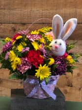Cotton Tail Spring flowers in a Basket