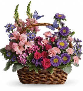 Country Basket Full Of Flowers  