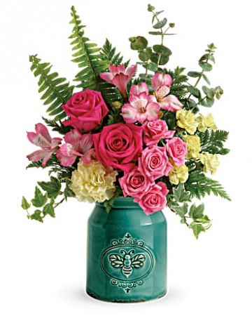 Country Beauty Bouquet Fresh Flowers In Keepsake Vase In Canon