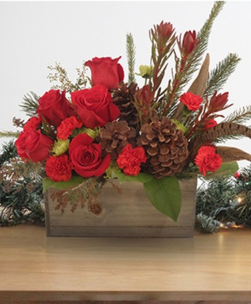COUNTRY CHRISTMAS BOX LIFESTYLE ARRANGEMENT  Shown at $80.00 in Edmonds, WA | Mer Flowers