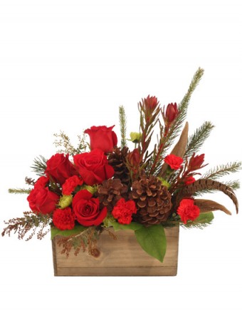 Country Box Arrangement In, Wooden Containers For Flower Arrangements