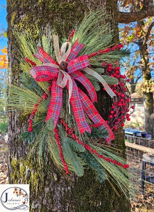 Country Christmas Grapevine Wreath  