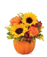 country pumpkin vase arrangement