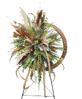 Country Wagon Wheel Wreath Silk Florals