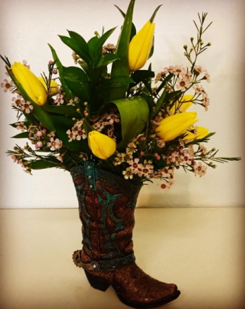 Cowboy Up! Resin Boot with Tulip Mix
