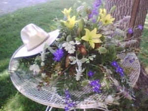 Cowboys Last Ride Casket Spray/Memorial/Cremation Urn Arr.