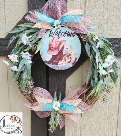 Cowgirl Welcome Wreath Grapevine Wreath