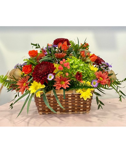 Cozy Cabin Fall Basket Arrangement 