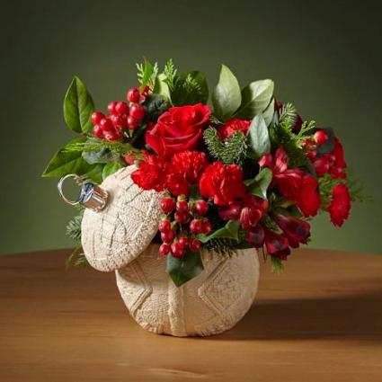 Cozy Christmas Limited Edition Sweater Onrament Floral Arrangement