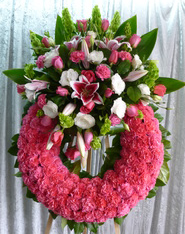 CP 13 CARNATION WREATH W/CLUSTER FUNERAL PC GOOD FOR FUNERAL AND MEMORIAL SERVICES 
