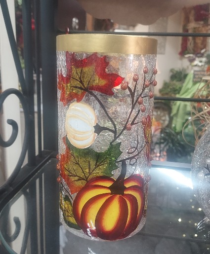 Crackle Glass Fall Light Up Candle 