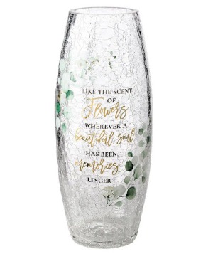 Crackle Glass Memorial Lantern Includes LED timer candle