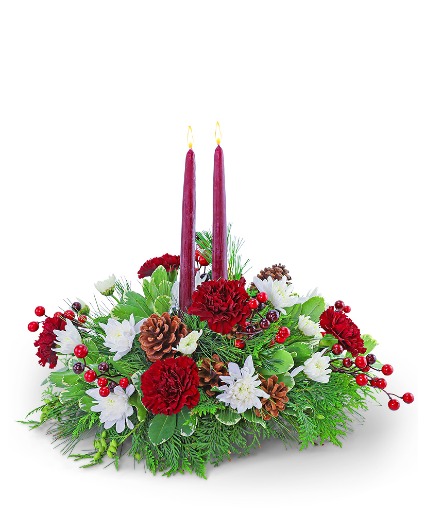 Cranberry Christmas Centerpiece Flower Arrangement