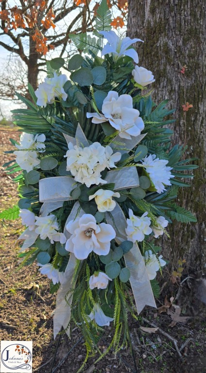 Cream and Gold Silk Spray on a stand 