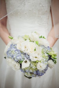 Cream and light blue Bridal Bouquet