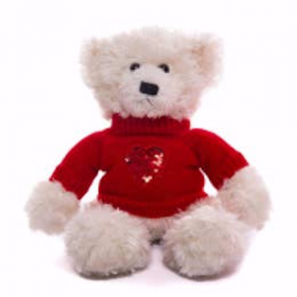 Cream Bear with Sequin Heart Sweater