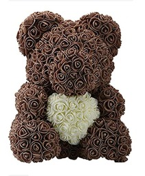 Cream Rose Bear with Red Heart  