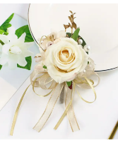 Cream Rose with Gold Boutonniere