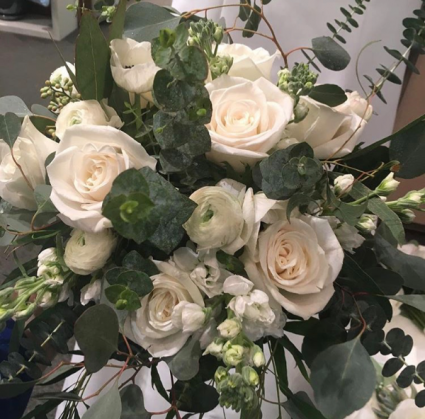 Cream, White Roses with Eucalyptus  Wedding 