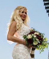 Cream, whites, burgundy bridal bouquet  Wedding bouquet 