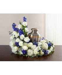 Cremation Blue and white Cremation and memorial