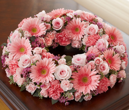 Cremation Wreath - All Pink Memorial Flowers