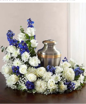 Cremation Wreath - Blue and White 