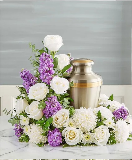 Cremation Wreath- Lavender and White sympathy arrangements