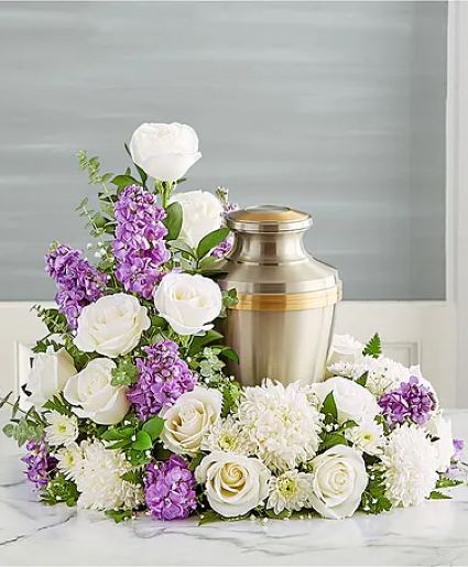 Cremation Wreath Lavender & White - 00364 